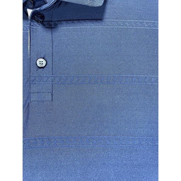 Adidas Shirt Mens Large Blue Climalite Golf Polo Logo Short Sleeve Textured - Picture 6 of 9